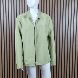 Top Hat New York Jacket Harrington Style Sage Green Zip Up Ventilated Back Large